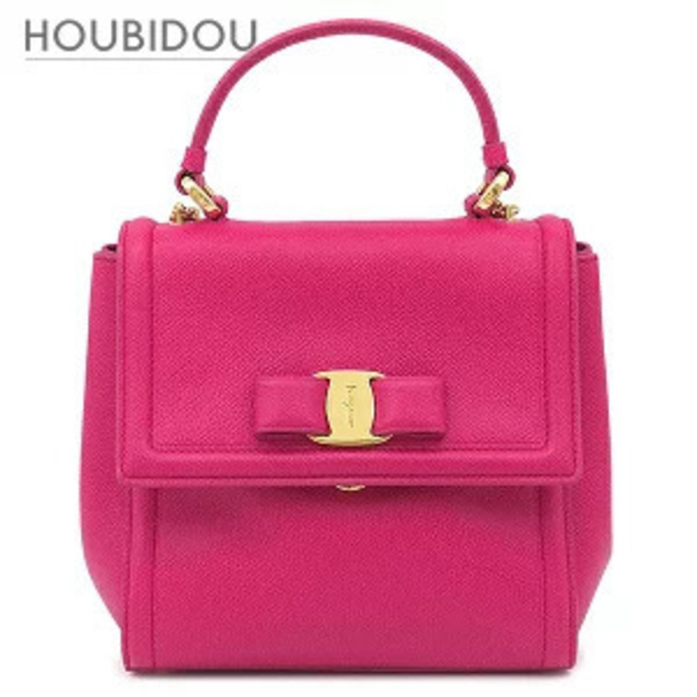 Salvatore Ferragamo bag Vara ribbon calfskin pink chain shoulder strap